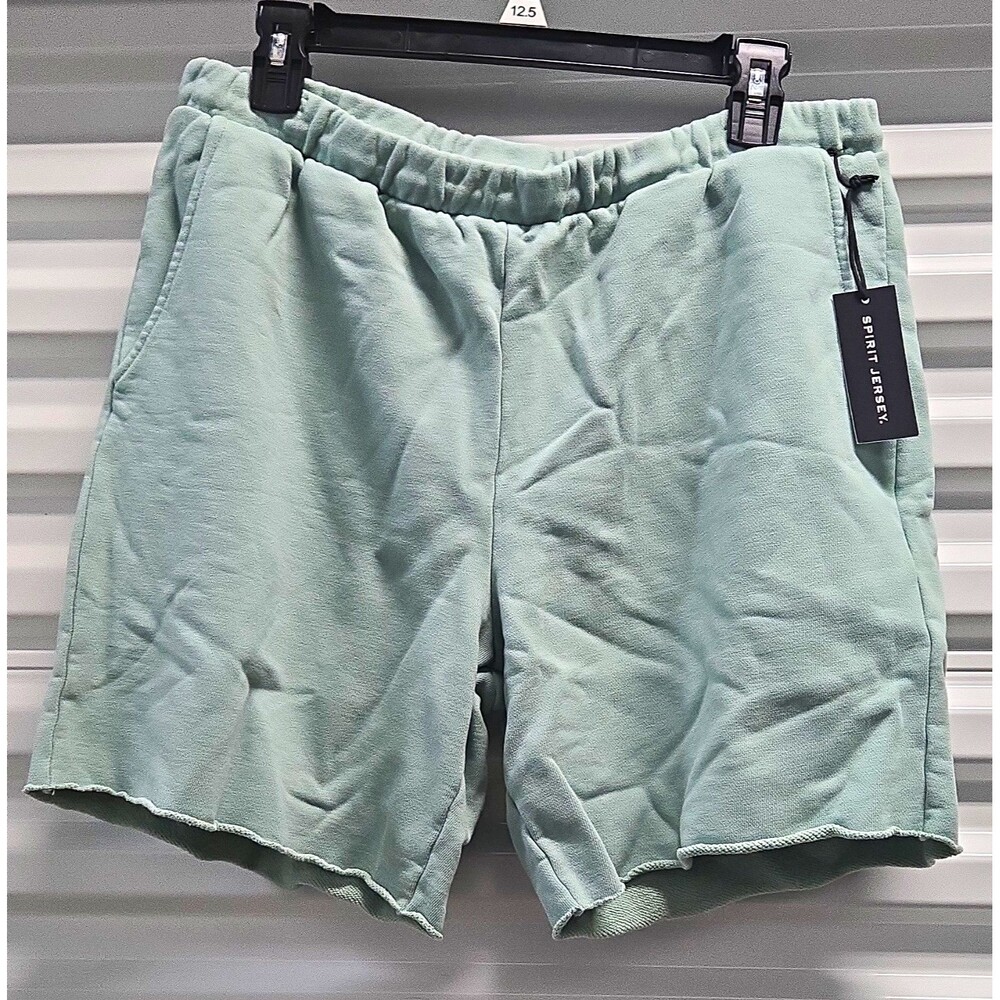 Spirit Jersey Women's Sweat Shorts L Light Green Cotton Pockets Drawstring L